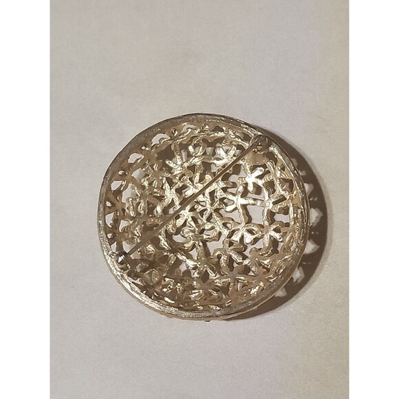 Vintage Signed ACT II Gold Tone Domed Flower Brooch Pin LARGE Round Floral - Picture 2 of 5